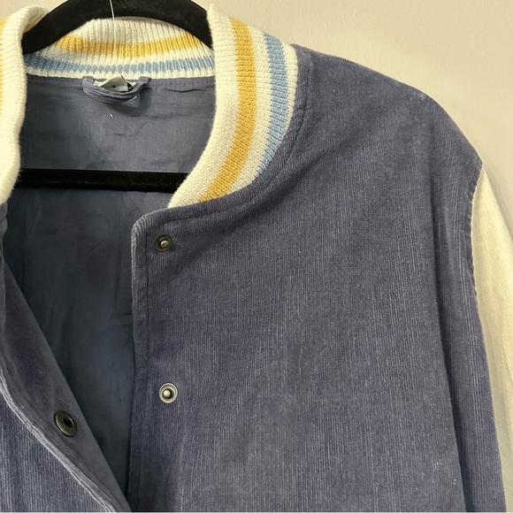 Aerie Women’s Navy Blue Corduroy Varsity Bomber Button Up Jacket Size M GUC - Picture 3 of 10
